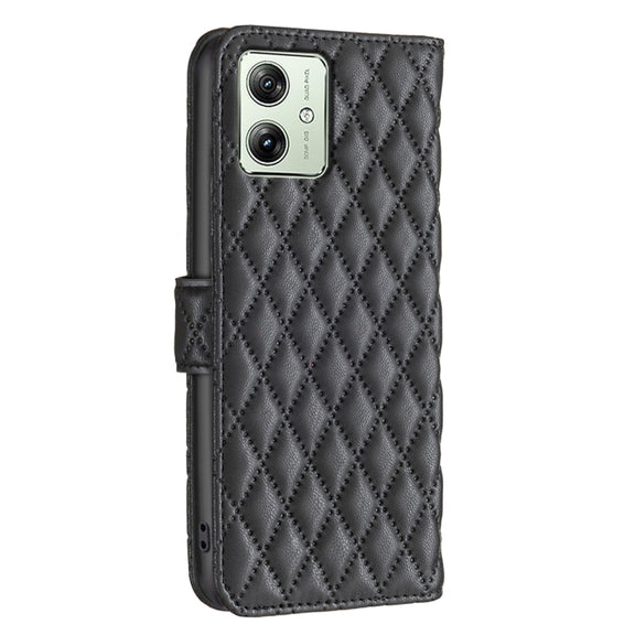 For Motorola Moto G54 5G EU Edition Diamond Lattice Wallet Flip Leather Phone Case(Black)