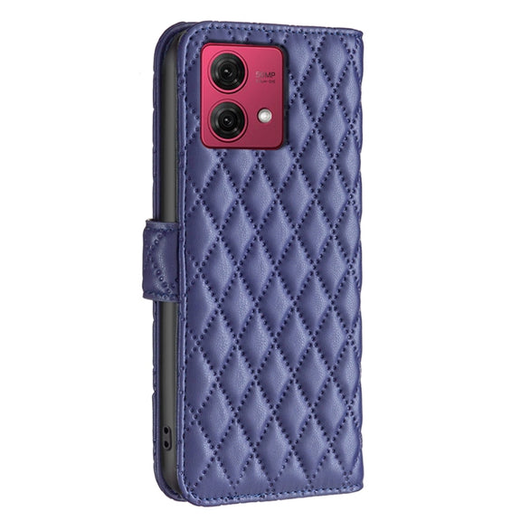 For Motorola Moto G84 Diamond Lattice Wallet Flip Leather Phone Case(Blue)