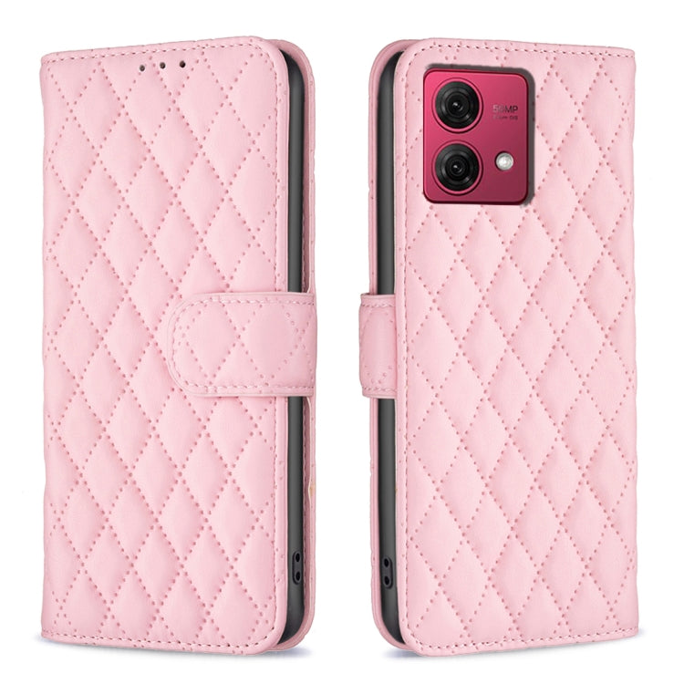 For Motorola Moto G84 Diamond Lattice Wallet Flip Leather Phone Case(Pink)