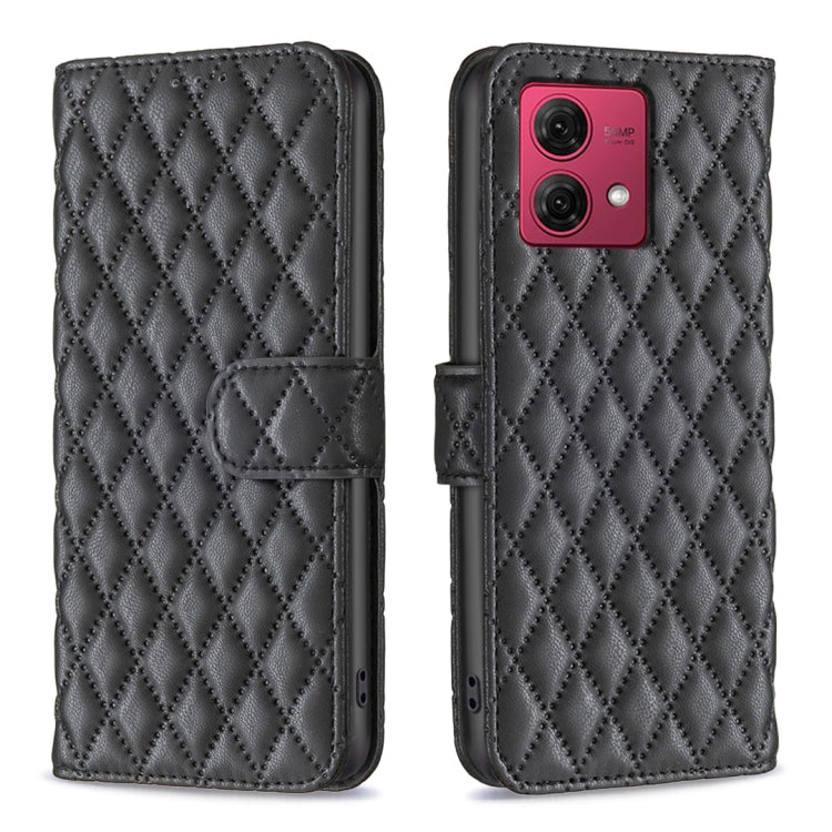 For Motorola Moto G84 Diamond Lattice Wallet Flip Leather Phone Case(Black)