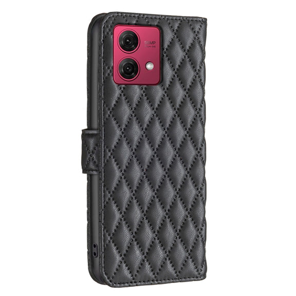 For Motorola Moto G84 Diamond Lattice Wallet Flip Leather Phone Case(Black)