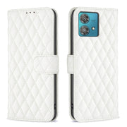 For Motorola Edge 40 Neo Diamond Lattice Wallet Flip Leather Phone Case(White)
