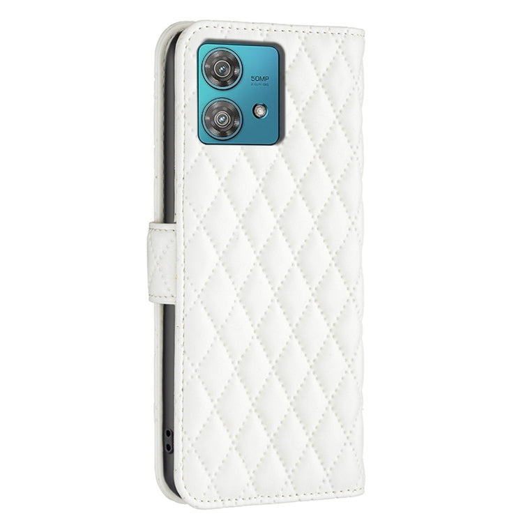 For Motorola Edge 40 Neo Diamond Lattice Wallet Flip Leather Phone Case(White)