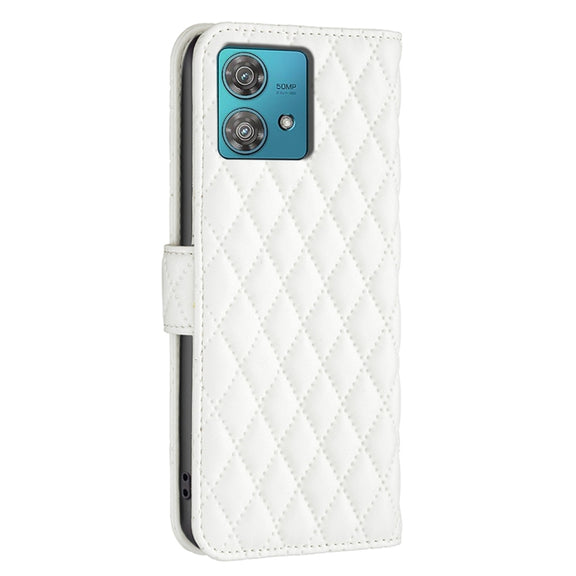 For Motorola Edge 40 Neo Diamond Lattice Wallet Flip Leather Phone Case(White)
