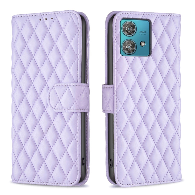 For Motorola Edge 40 Neo Diamond Lattice Wallet Flip Leather Phone Case(Purple)