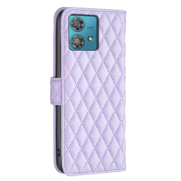 For Motorola Edge 40 Neo Diamond Lattice Wallet Flip Leather Phone Case(Purple)