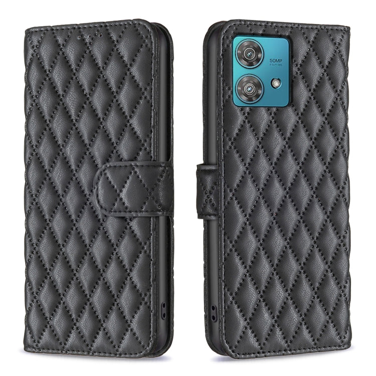 For Motorola Edge 40 Neo Diamond Lattice Wallet Flip Leather Phone Case(Black)