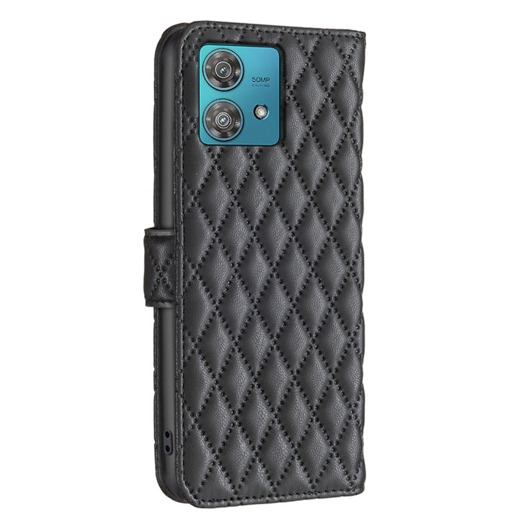 For Motorola Edge 40 Neo Diamond Lattice Wallet Flip Leather Phone Case(Black)
