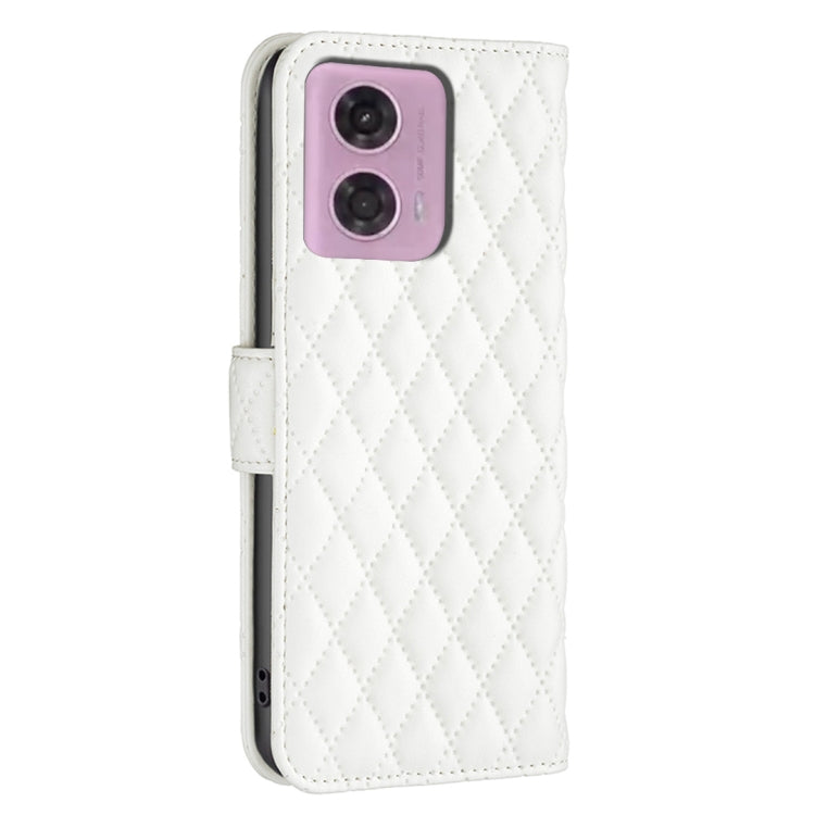 For Motorola Moto G34 5G Diamond Lattice Wallet Flip Leather Phone Case(White)
