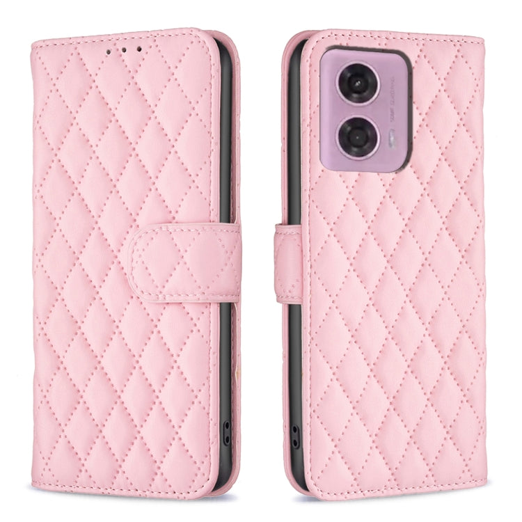 For Motorola Moto G34 5G / G45 5G Diamond Lattice Wallet Flip Leather Phone Case(Pink)