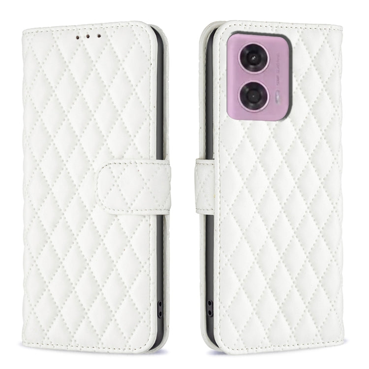 For Motorola Moto G24 Diamond Lattice Wallet Flip Leather Phone Case(White)