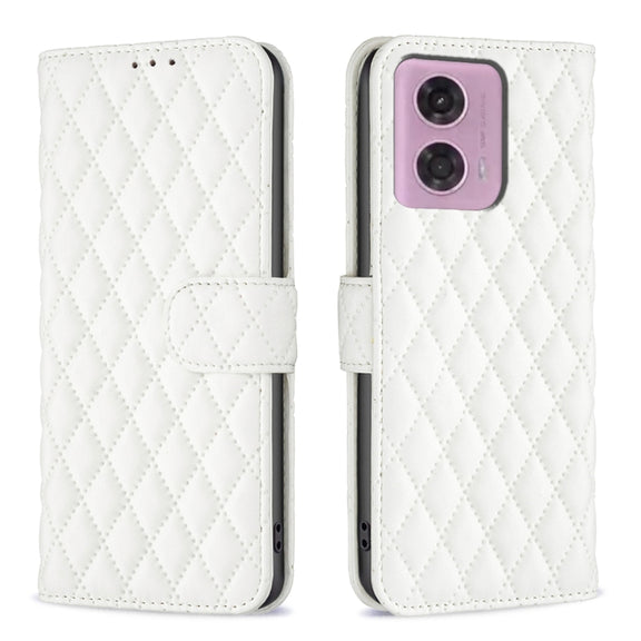 For Motorola Moto G24 Diamond Lattice Wallet Flip Leather Phone Case(White)