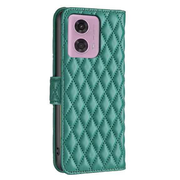 For Motorola Moto G24 Diamond Lattice Wallet Flip Leather Phone Case(Green)