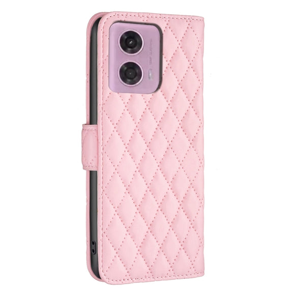 For Motorola Moto G24 Diamond Lattice Wallet Flip Leather Phone Case(Pink)