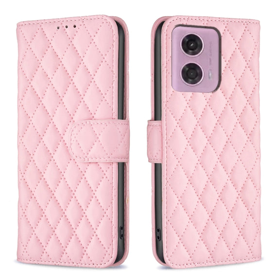 For Motorola Moto G24 Diamond Lattice Wallet Flip Leather Phone Case(Pink)