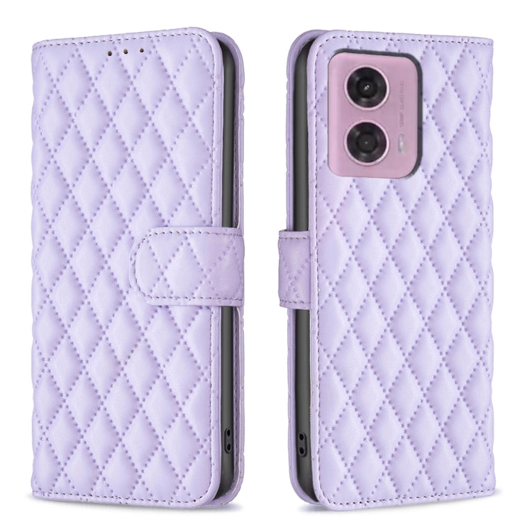 For Motorola Moto G24 Diamond Lattice Wallet Flip Leather Phone Case(Purple)