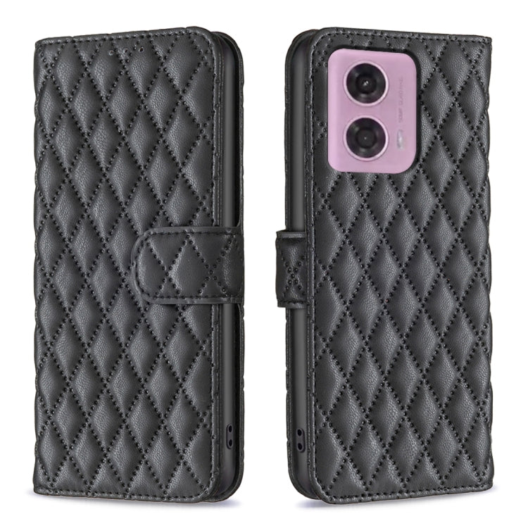 For Motorola Moto G24 Diamond Lattice Wallet Flip Leather Phone Case(Black)