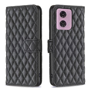 For Motorola Moto G24 Diamond Lattice Wallet Flip Leather Phone Case(Black)