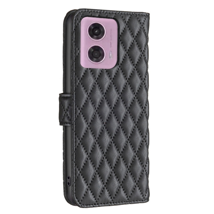 For Motorola Moto G24 Diamond Lattice Wallet Flip Leather Phone Case(Black)
