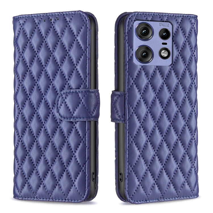 For Motorola Edge 50 Pro 5G Diamond Lattice Wallet Flip Leather Phone Case(Blue)