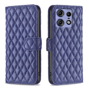 For Motorola Edge 50 Pro 5G Diamond Lattice Wallet Flip Leather Phone Case(Blue)