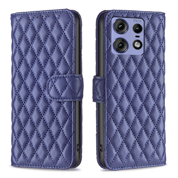 For Motorola Edge 50 Pro 5G Diamond Lattice Wallet Flip Leather Phone Case(Blue)