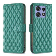 For Motorola Edge 50 Pro 5G Diamond Lattice Wallet Flip Leather Phone Case(Green)