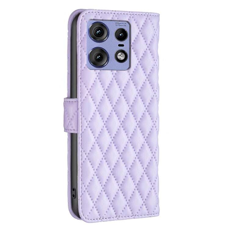 For Motorola Edge 50 Pro 5G Diamond Lattice Wallet Flip Leather Phone Case(Purple)