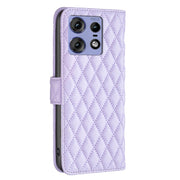 For Motorola Edge 50 Pro 5G Diamond Lattice Wallet Flip Leather Phone Case(Purple)