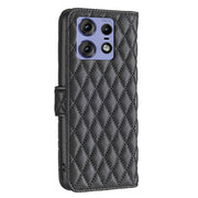 For Motorola Edge 50 Pro 5G Diamond Lattice Wallet Flip Leather Phone Case(Black)