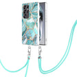 For Samsung Galaxy S25 Ultra 5G Electroplating IMD Splicing Dual-side Marble TPU Phone Case with Lanyard(Blue) - Galaxy S25 Ultra 5G Cases by PMC Jewellery | Online Shopping South Africa | PMC Jewellery | Buy Now Pay Later Mobicred