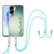 For Honor 90 Lite 5G Electroplating Dual-side IMD Phone Case with Lanyard(Smile)