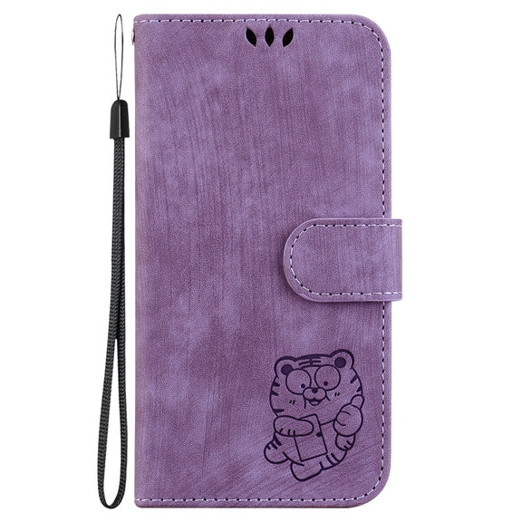 For Google Pixel 9 Pro Little Tiger Embossed Leather Phone Case(Purple)
