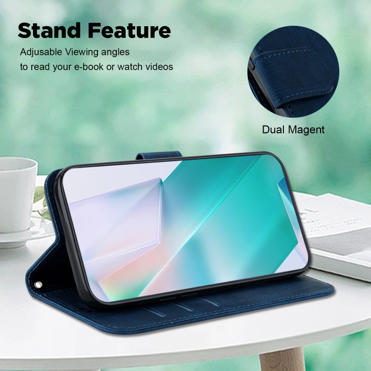 For Google Pixel 9 Pro Little Tiger Embossed Leather Phone Case(Dark Blue)
