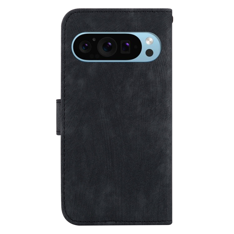 For Google Pixel 9 Pro Little Tiger Embossed Leather Phone Case(Black)