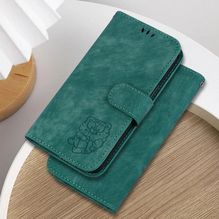 For Google Pixel 9 Little Tiger Embossed Leather Phone Case(Green)