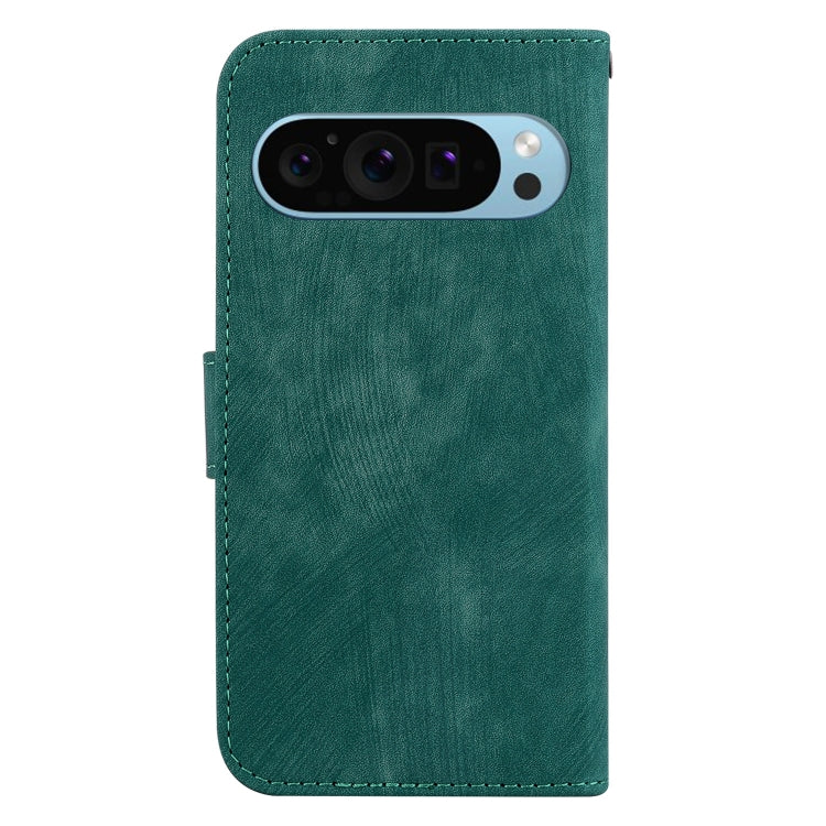For Google Pixel 9 Little Tiger Embossed Leather Phone Case(Green)