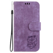For Google Pixel 9 Little Tiger Embossed Leather Phone Case(Purple)