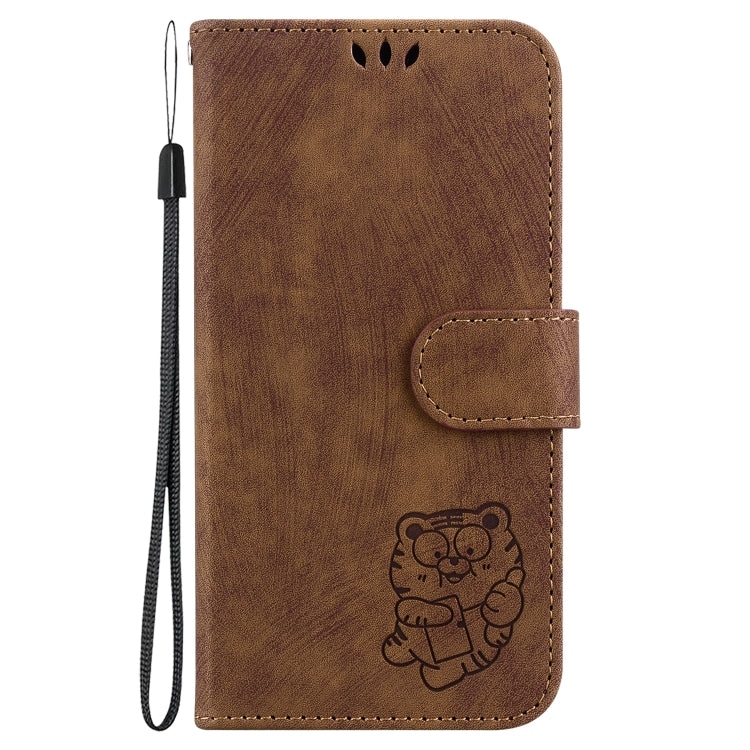 For Google Pixel 9 Little Tiger Embossed Leather Phone Case(Brown)