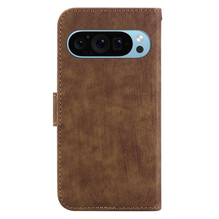For Google Pixel 9 Little Tiger Embossed Leather Phone Case(Brown)