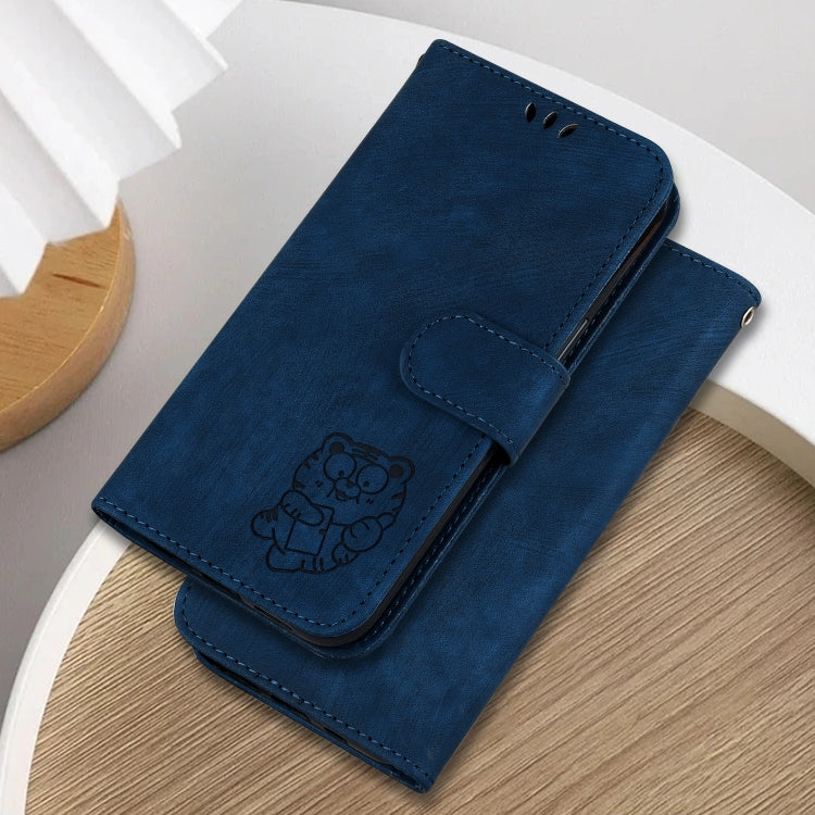 For Google Pixel 9 Little Tiger Embossed Leather Phone Case(Dark Blue)