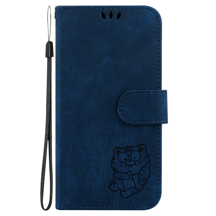 For Google Pixel 9 Little Tiger Embossed Leather Phone Case(Dark Blue)