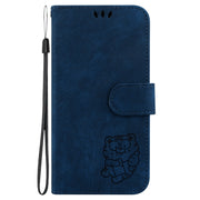 For Google Pixel 9 Little Tiger Embossed Leather Phone Case(Dark Blue)