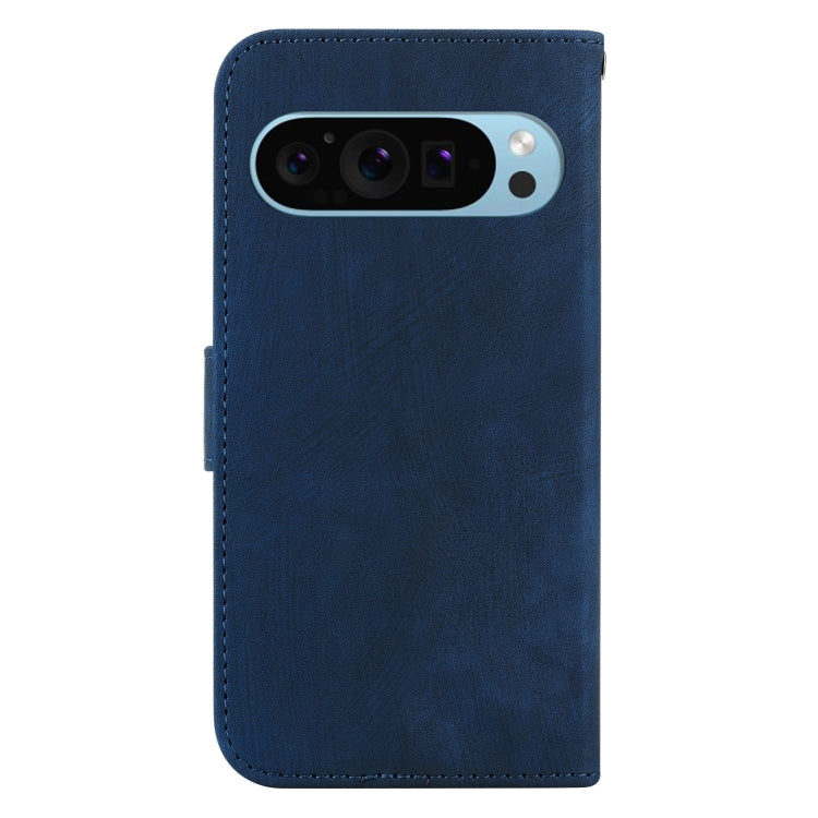 For Google Pixel 9 Little Tiger Embossed Leather Phone Case(Dark Blue)