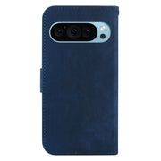 For Google Pixel 9 Little Tiger Embossed Leather Phone Case(Dark Blue)