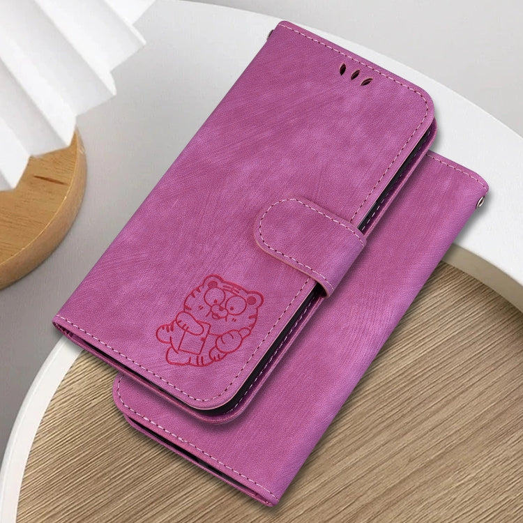 For Google Pixel 9 Little Tiger Embossed Leather Phone Case(Rose Red)
