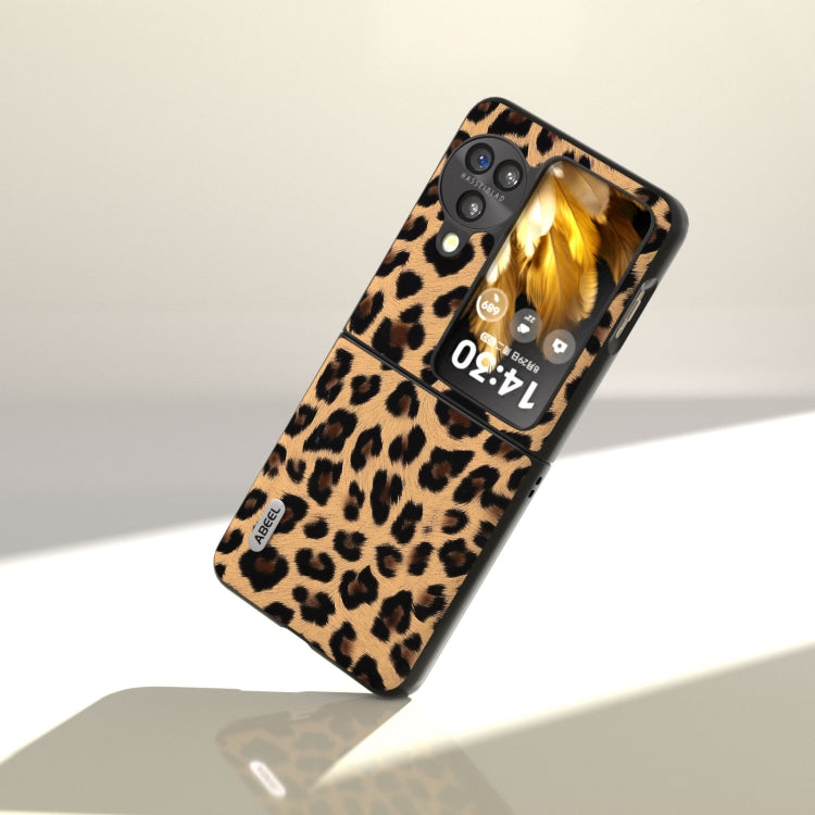 For OPPO Find N3 Flip ABEEL Black Edge Leopard Phone Case(Leopard Print)