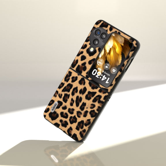 For OPPO Find N3 Flip ABEEL Black Edge Leopard Phone Case(Leopard Print)