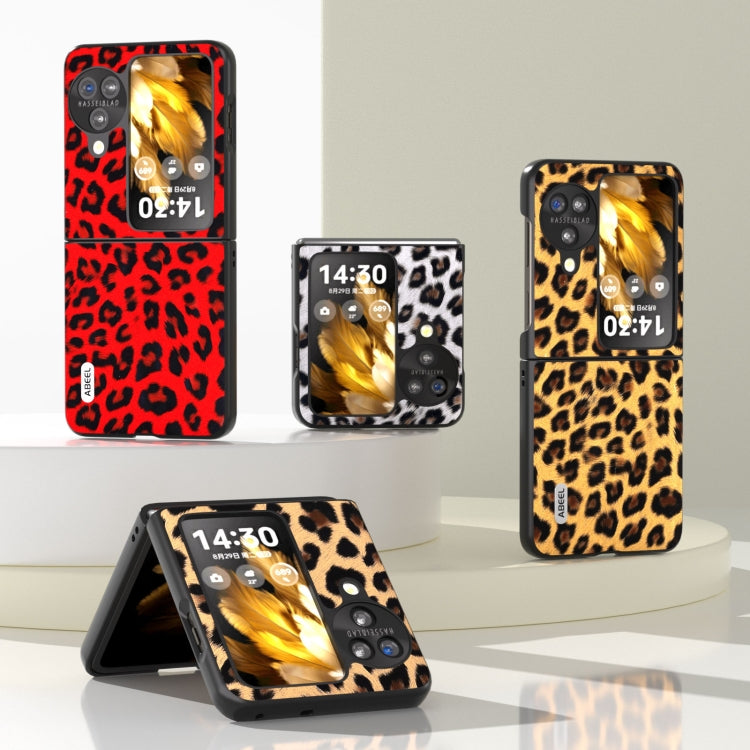 For OPPO Find N3 Flip ABEEL Black Edge Leopard Phone Case(Leopard Print)