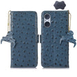 For Sony Xperia 5 V Ostrich Pattern Genuine Leather RFID Phone Case(Blue) - Sony Cases by PMC TechLife | Online Shopping South Africa | PMC TechLife | Buy Now Pay Later Mobicred